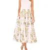 A-LINE LINEN MIDI SKIRT White
