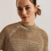 ABALY Metallic Knitted Short Sleeve Top