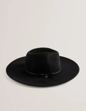ABBIIIO Bow Detail Pure Wool Fedora Hat