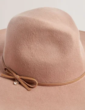 ABBIIIO Bow Detail Pure Wool Fedora Hat