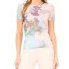 ADELAIDE Mesh Floral Print Slim Fit T-Shirt