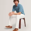 AINDREA Stitched Rib Open Neck Polo Shirt