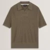 AINDREA Stitched Rib Open Neck Polo Shirt