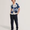 ALDERY Jacquard Botanical Print Wool Blend Shirt