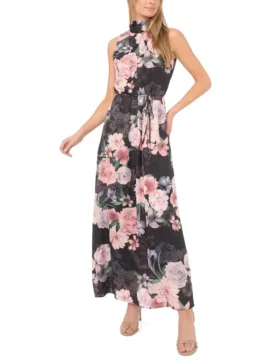 ALINA Bow Tie Sleeveless Maxi Dress