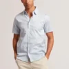 ALPHSHO Geometric Print Pure Cotton Short Sleeve Shirt