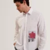ALVIRO Graphic Patch Relaxed Fit Cotton Shirt