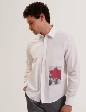 ALVIRO Graphic Patch Relaxed Fit Cotton Shirt