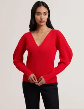 AMELYAA Rib Sculpt Sleeve Sweater