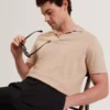 ANITO Open Neck Cotton Linen Polo Shirt