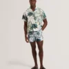 ANUKIS Floral Stripe Print Cotton Short Sleeve Shirt