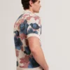 ASHQARA Shaded Floral Knit Button-Through Polo Shirt