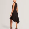 ASYMMETRIC MIDI DRESS Black