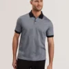 AUGUSO Textured Jacquard Cotton Polo Shirt