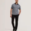 AUGUSO Textured Jacquard Cotton Polo Shirt