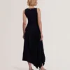 AZZINA Pleated Panel Sleeveless Knitted Midi Dress
