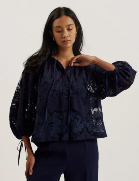 BACINA Lace 3/4 Balloon Sleeve Blouse