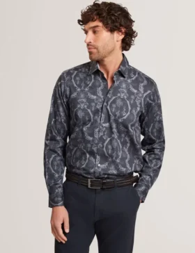 BADDLEY Botanical Lace Cotton Stretch Shirt