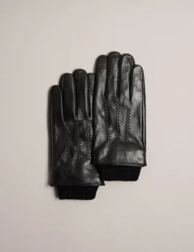 BALLAT Caviar Leather Gloves With Knitted Cuff