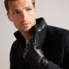 BALLAT Caviar Leather Gloves With Knitted Cuff