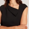 BAYREE Folded Neckline Pencil Midi Dress