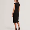 BAYREE Folded Neckline Pencil Midi Dress