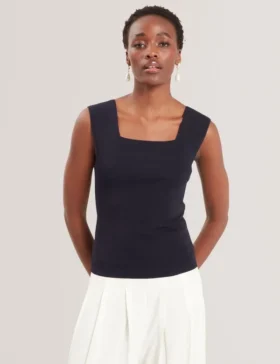 BINKKII Square Neck Knitted Vest Top