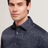 BLOCKLY Mini Leaf Print Long Sleeve Cotton Shirt