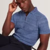BLOSSAM Space Dye Zip Neck Polo Shirt