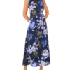 BOW TIE SLEEVELESS MAXI DRESS WITH SELF BELT Navy