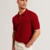 CAELUM Herringbone Texture Knit Short Sleeve Polo