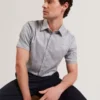 CAMBAY Geometric Leaf Print Short Sleeve Shirt