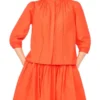 CAMILLE Relaxed Mandarin Collar Cotton Blouse