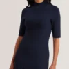 CANDDY Pleated Hem Bodycon Knit Mini Dress