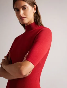 CANDDY Pleated Hem Bodycon Knit Mini Dress