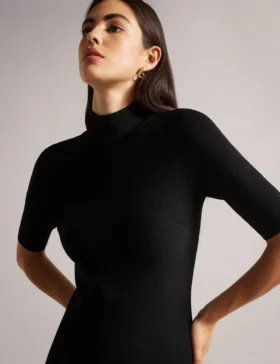 CANDDY Pleated Hem Bodycon Knit Mini Dress