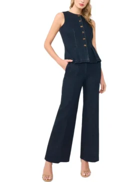 CARINA Dark Rinse Smart Wide Leg Jeans