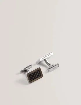CARMONT Carbon Cufflink And Tie Clip Set