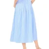 CARRIE Striped Cotton Belted Midi Skirt