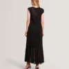 CELYINA Sheer Detail Textured Knit Midaxi Dress