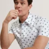 CHASKA Mini Floral Print Short Sleeve Shirt