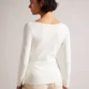 CILESTE Fitted V-Neck Long Sleeve Knit Top