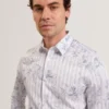 CIPHER Floral Stripe Cotton Long Sleeve Shirt
