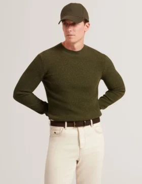 CLACX Waffle Knit Crew Neck Jumper