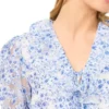 CLARISE Floral Ruffled V-Neck Cropped Blouse