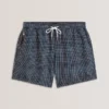 COMPTEN Blurred Check Mid-Length Swim Shorts