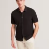 CONNYR Textured Knit Button-Through Polo Shirt