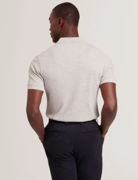CONNYR Textured Knit Button-Through Polo Shirt