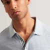 CONNYR Textured Knit Button-Through Polo Shirt