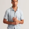 CONNYR Textured Knit Button-Through Polo Shirt